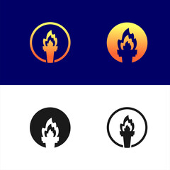 torch logo design collection, torch symbol, torch emblem, element, fire, light, bonfire
