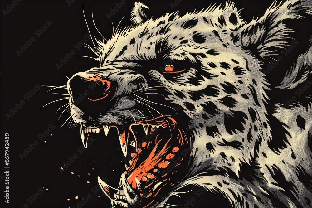 Poster close-up image of an animal with its mouth open, suitable for various applications