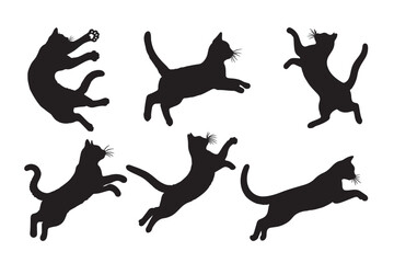 jumping silhouette cat vector image drawing