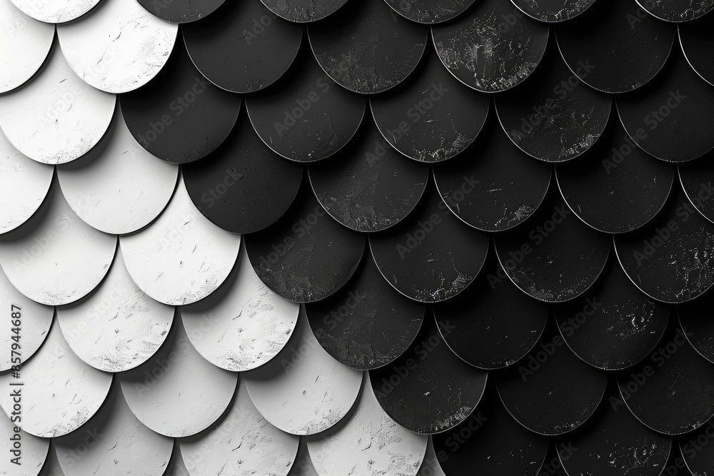 Poster a close-up shot of a fish scale pattern in shades of gray
