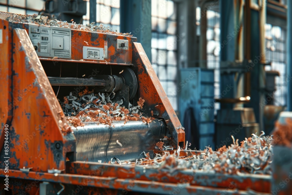 Aufkleber a machine with metal components, suitable for use in industry or technical contexts