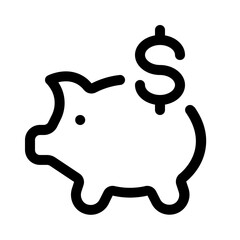 pig savings icon with line style, perfect for user interface projects