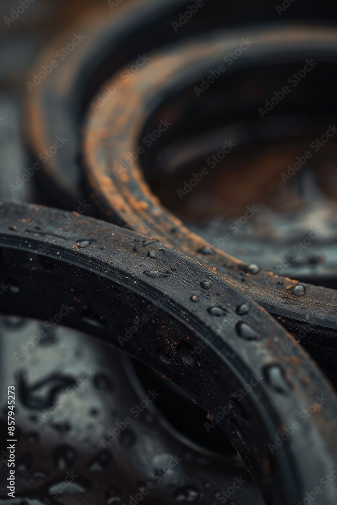 Aufkleber A close-up view of a metal object with water droplets, suitable for use in scientific or technical contexts