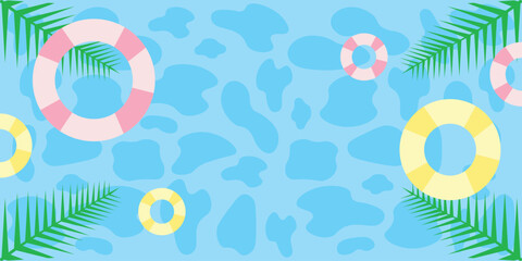 Summer background. Abstract summer vector background,  water pool element, leaves and waves vector illustration