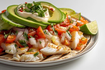 Zesty Tilapia Ceviche on Crisp Tostadas with Fresh Vegetables