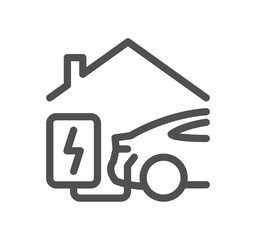 Car charging station related icon outline and linear vector.
