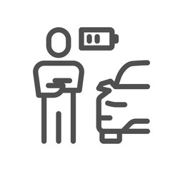 Car charging station related icon outline and linear vector.
