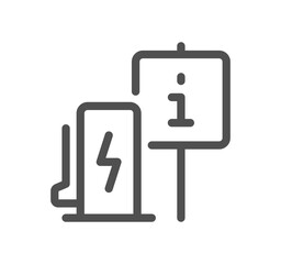 Car charging station related icon outline and linear vector.
