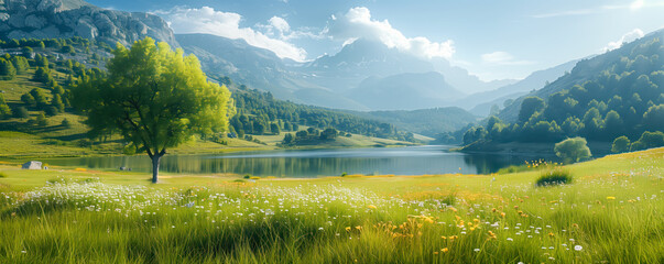 Fototapeta premium Panoramic background of beautiful landscape in Spain.