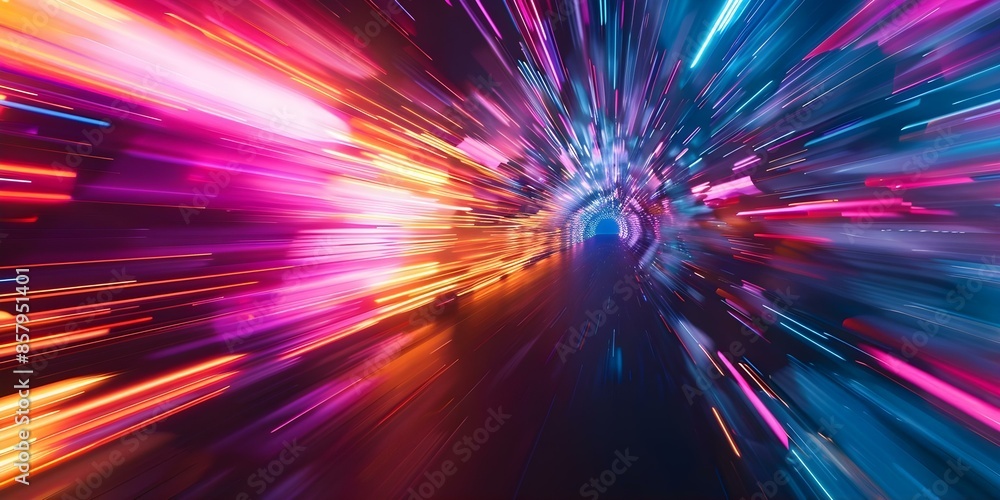Poster minimalistic and vibrant warp speed background with impressionistic style. concept minimalistic art,