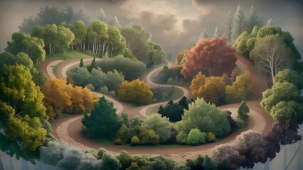 landscape with trees and clouds