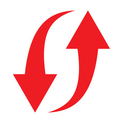 Up and down red arrow icon, vector. Recycle an Direction arrow icon. Long vertical arrow silhouette, reload icon, vector. Arrow icon design for web site app, design, logo. Set of arrow vector, icon. 