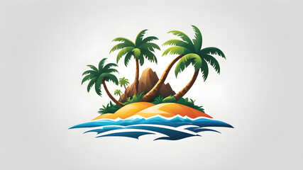 Island logo icon on white background, Generative AI
