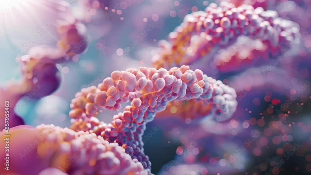 Poster a series of closeup animations of chromatin structure with varying levels of compaction illustrating