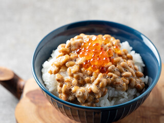 Natto rice with salmon roe