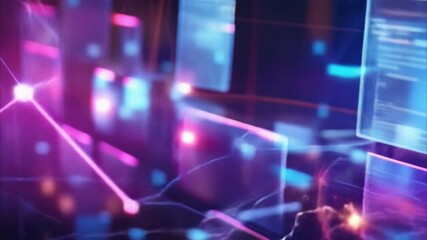 abstract network with files and folders, futuristic software interface, digital document management system, save files