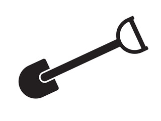 Shovel icons. Shovel symbol. Black silhouette. Front view, Black icon of shovel isolated on white,