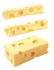 Emmenthal am Stück und gerollte Scheiben