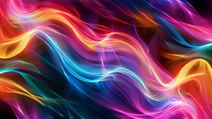 Obraz premium Abstract wave pattern with vibrant, glowing colors and dynamic lines,