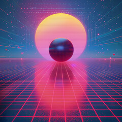 Retro background futuristic landscape