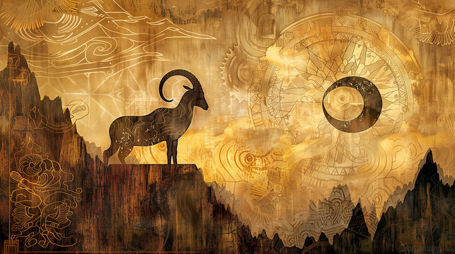 Capricorn Horoscope Sign with Mythical Sea-Goat