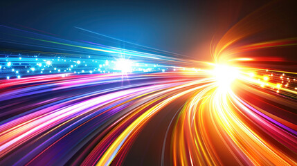 Abstract background with speed lines and lights. Fast motion effect with bright light. Modern design element superhero. Trendy digital with energy explosion.