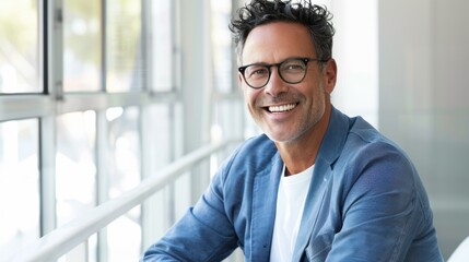 Obraz premium The smiling man in glasses
