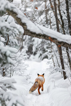 Fuchs im Wald bei Schnee
