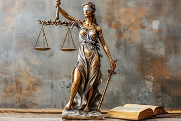 Obraz premium A Lady Justice Statue With a Gavel and Book