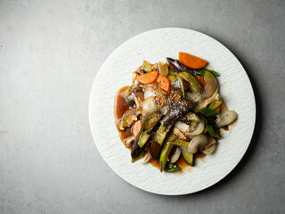 Stir-fried Eggplant Vegetables in a Plate