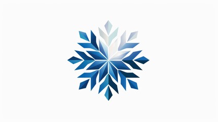 A snowflake with blue and white colors. The snowflake is made up of many small triangles