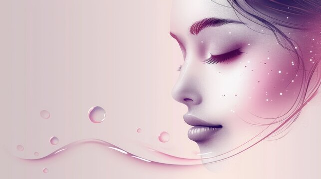 A woman's face with pink lips and a pink background. The woman's face is surrounded by pink bubbles, which give the impression of a dreamy, ethereal quality