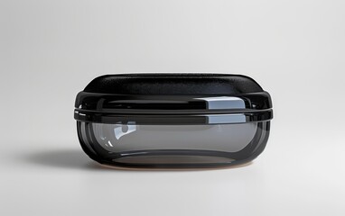 Black and Clear Plastic Storage Container on White Background