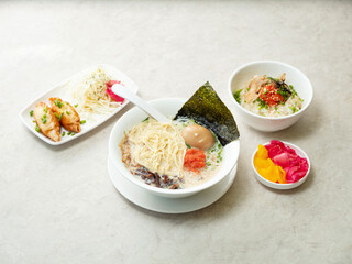 Japanese style ramen with various toppings