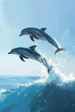 Delfine springen aus dem Wasser