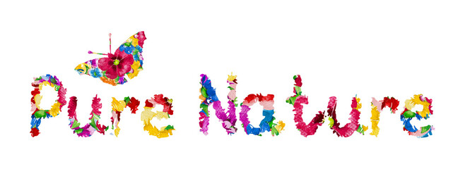 Hello summer background with hand lettering and colorful butterfly.