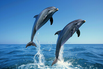 Obraz premium Delfine springen aus dem Wasser
