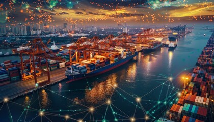 Exploring global trade routes  mapping crucial shipping paths and logistics in high quality image