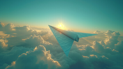 Obraz premium paper plane on sky
