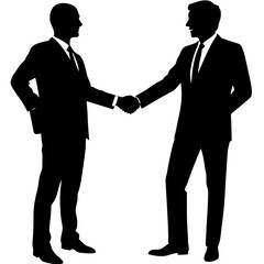 Fototapeta premium Two Business Handshake Agreement Deal Partnership Vector Silhouette