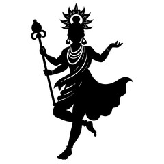 Fototapeta premium Hindu Goddess black Vector Illustration