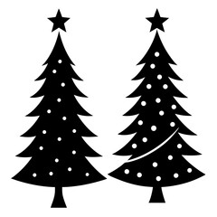 Christmas tree set silhouette vector illustration 