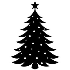 One Christmas tree silhouette vector illustration 