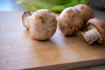 mushrooms on a wooden table