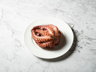 Boiled octopus on a plate