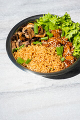 food noodles with asian chicken