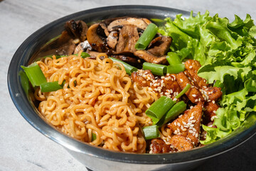 food noodles with asian chicken
