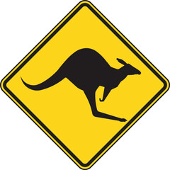 Warning Kangaroo Roadsign royalty-silhouette vector