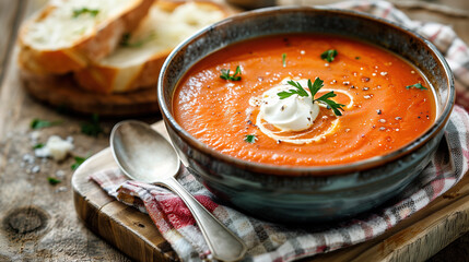 a creamy bowl of tomato soup