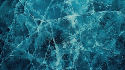 Captured in close-up, blue ice unveils a mosaic of intricate cracks. The frozen canvas glows with serene cool tones, embodying nature's elegance and the stark beauty of icy landscapes.
